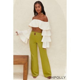 Oh Polly trustpilot - Cut Out Wide Leg Trousers in Olive